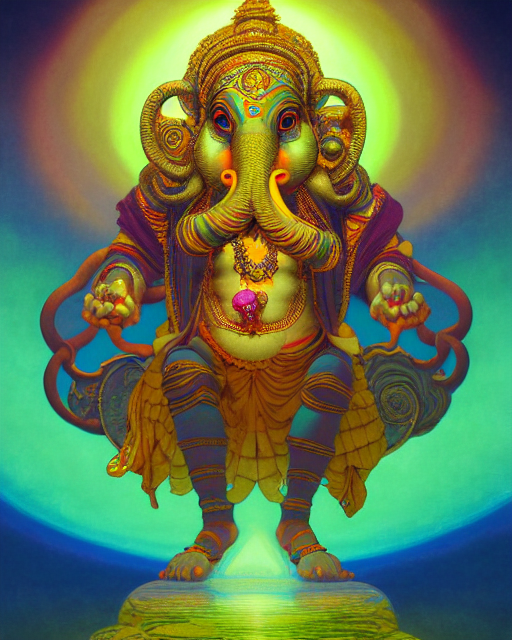 Stable Diffusion prompt: psychedelic ganesh of the cosmos...