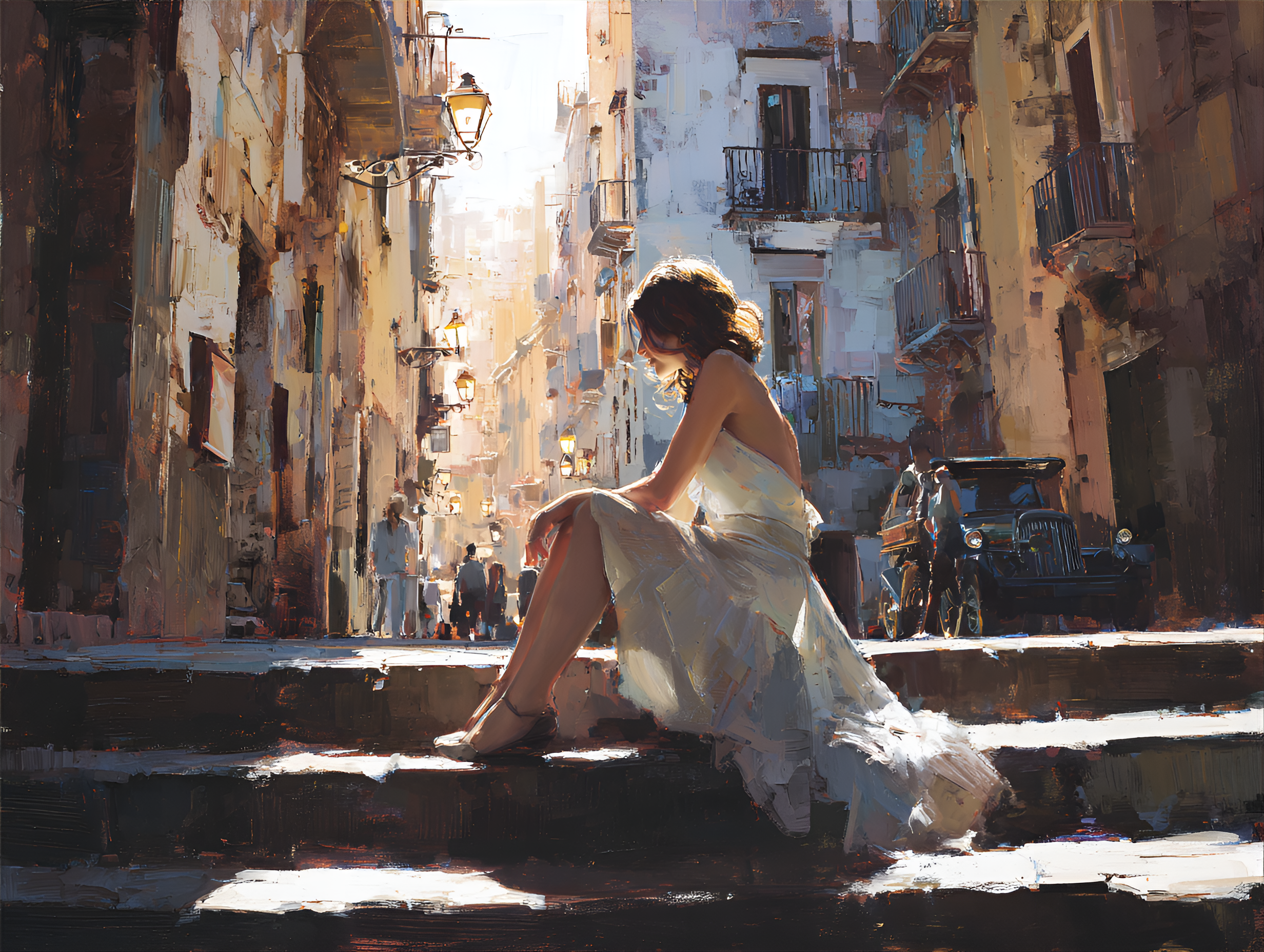 Midjourney prompt: artistic illustration depicting a woman in an eleg... - Midjourney