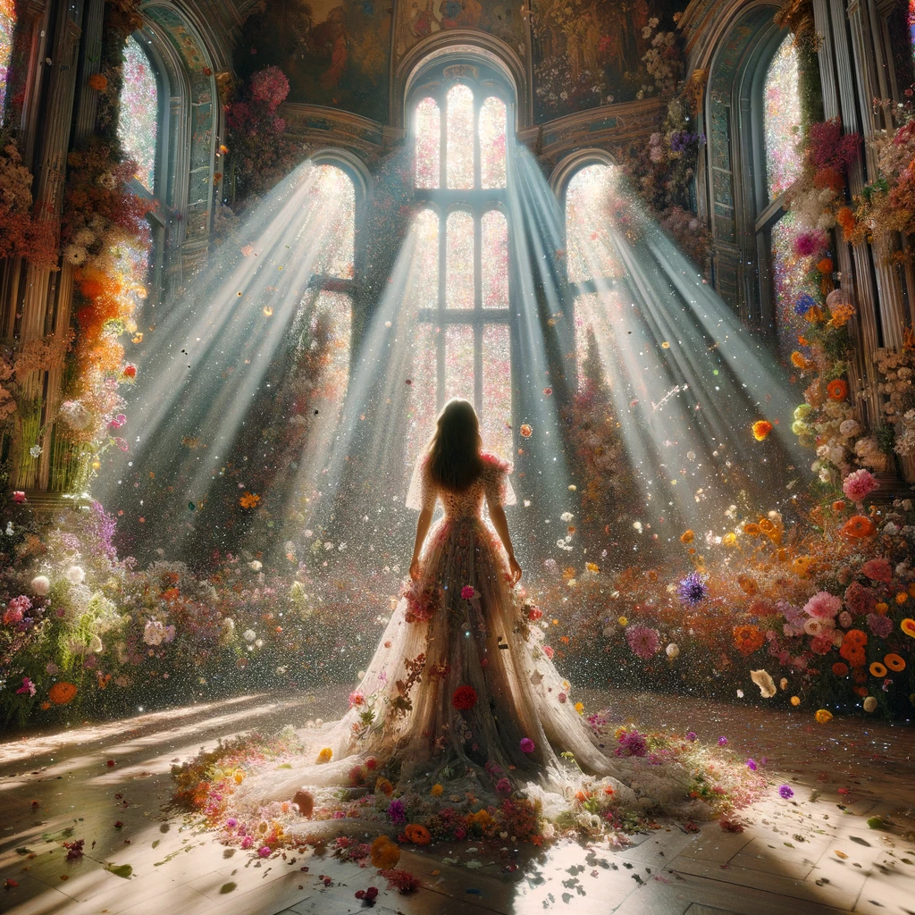 DALL·E prompt: Inside a grandiose, sun-filled ballroom where natu... - DALL·E