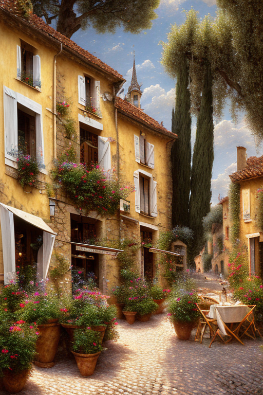 AI generated: Openjourney prompt: mdjrny-v4 style traditional french cafe in the str... (Openjourney - Architecture)