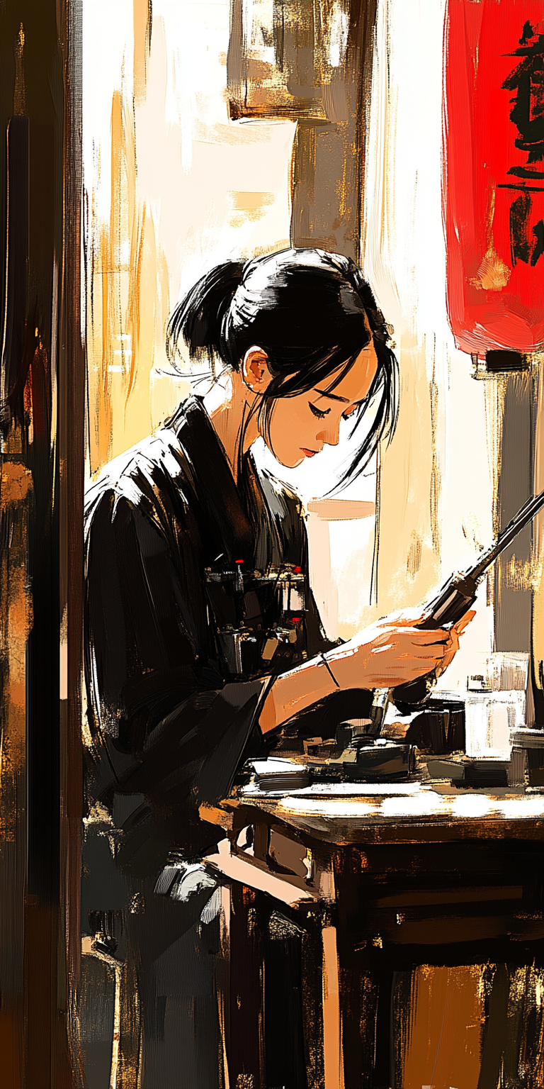 AI generated: Midjourney prompt: Illustration of a woman, blurred imagery, in the s... (Midjourney - Portraits)