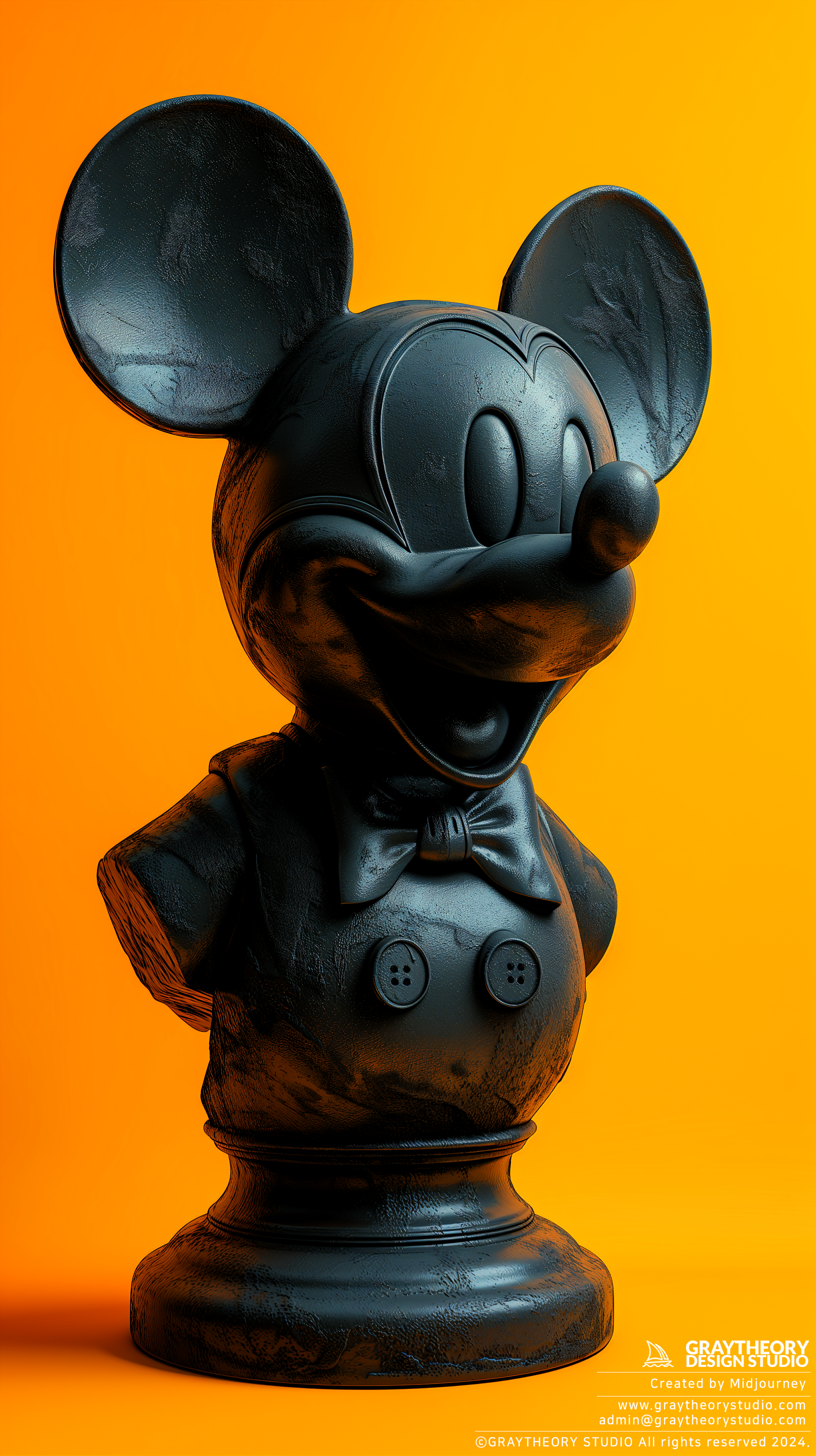 AI generated: Midjourney prompt: bust by Mickey mouse, side view, black color, soli... (Midjourney - 3d Renders)