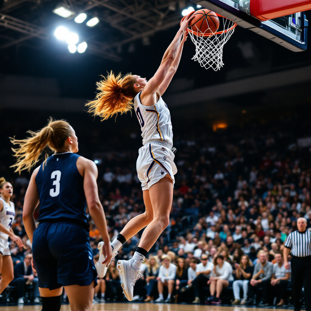 FLUX prompt: The image shows a female, caucasian basketball pla... - FLUX