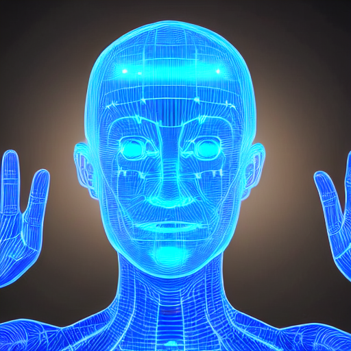 Stable Diffusion prompt: an illuminated transparent blue ...