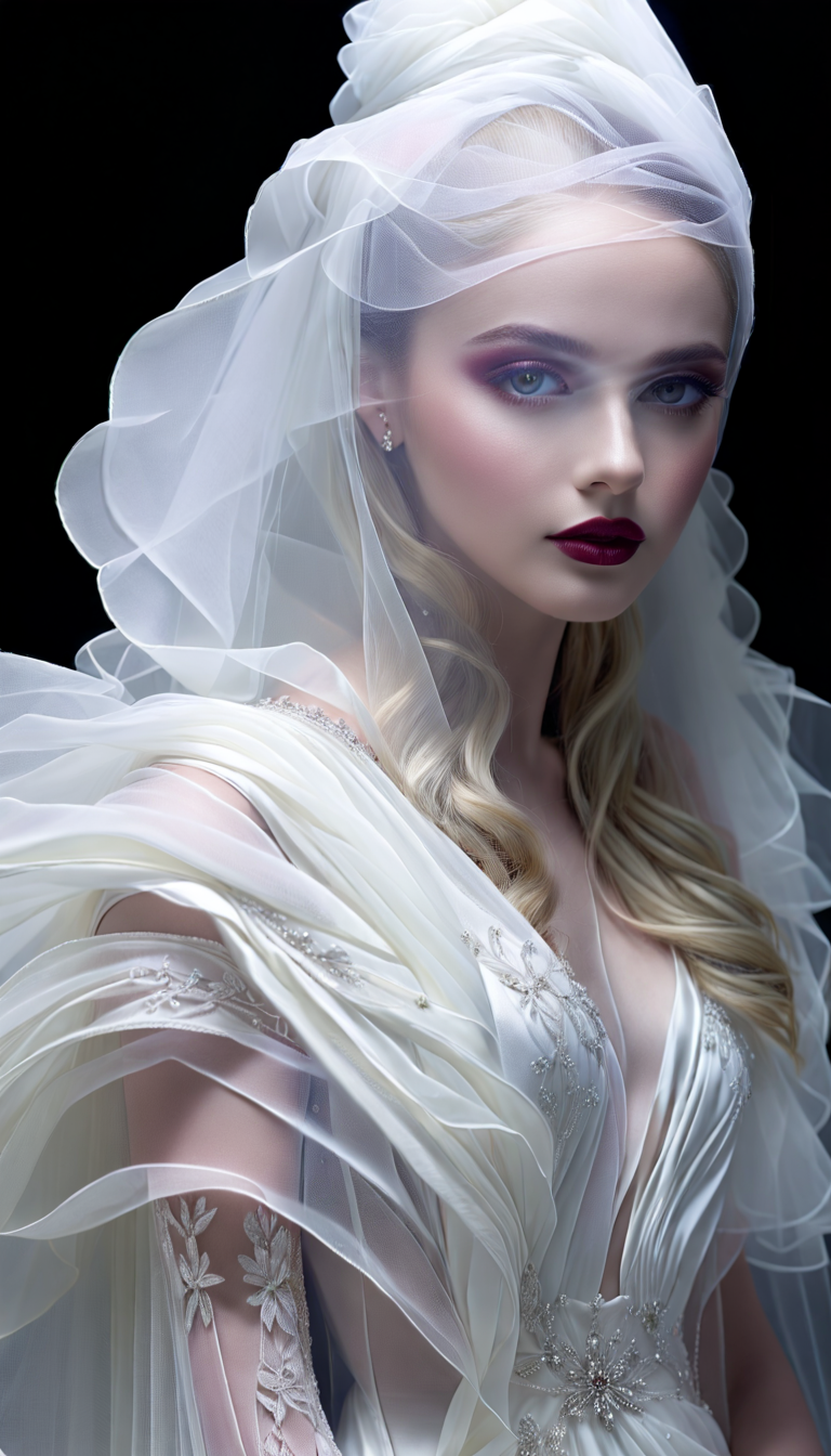 AI generated: Stable Diffusion prompt: The image features a beautiful girl wearing a wh... (Stable Diffusion - Portraits)