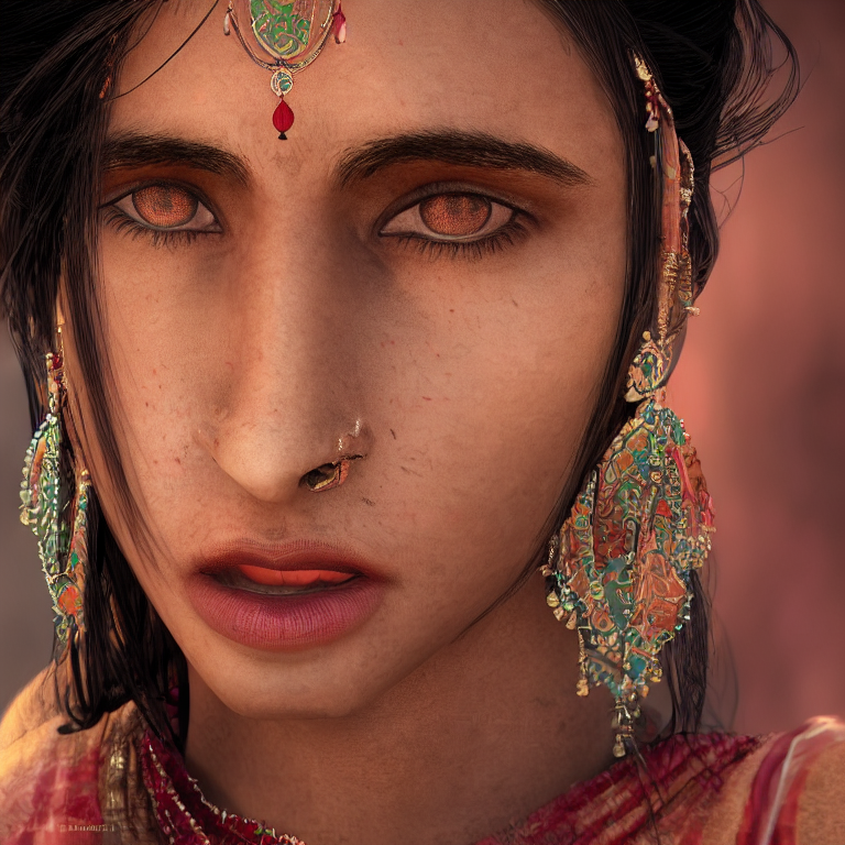 Stable Diffusion prompt: portrait of beautiful indian wom...