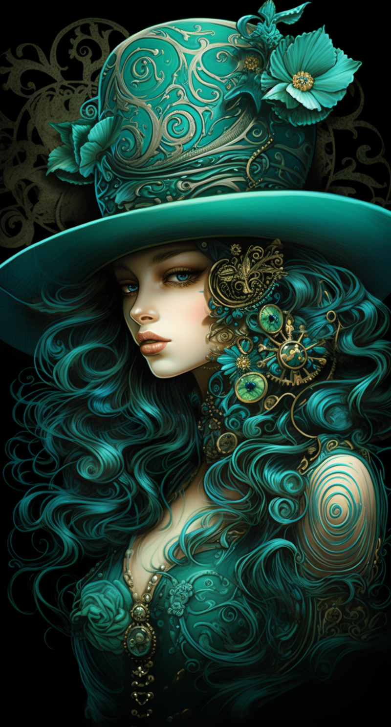 AI generated: Green Steampunk (Midjourney - Anime)