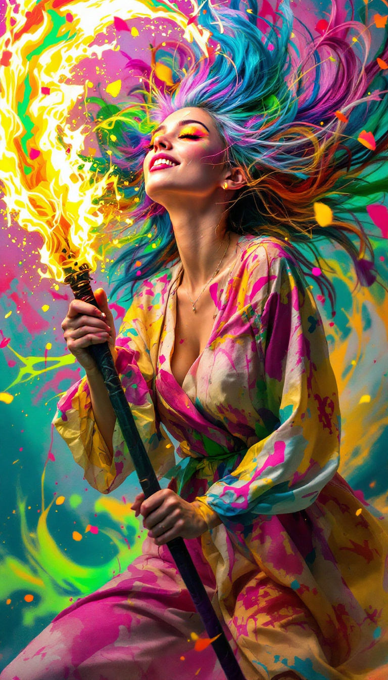 AI generated: FLUX prompt: Abstract Artist of the Color Flame: An ultra-reali... (FLUX - 3D Art & CGI)
