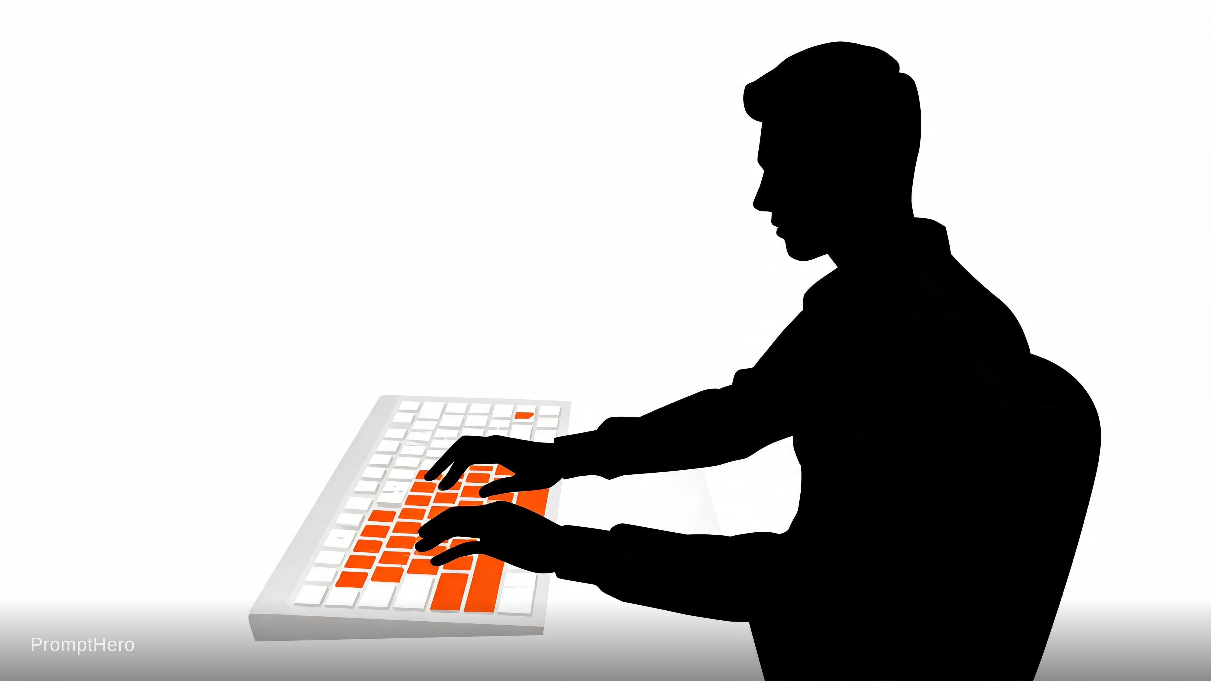 صورة مولدة بالذكاء الاصطناعي: Seedream 5 prompt: Malika Favre style make a developer shadow figure ... (نموذج Seedream 5 - فن مفاهيمي)