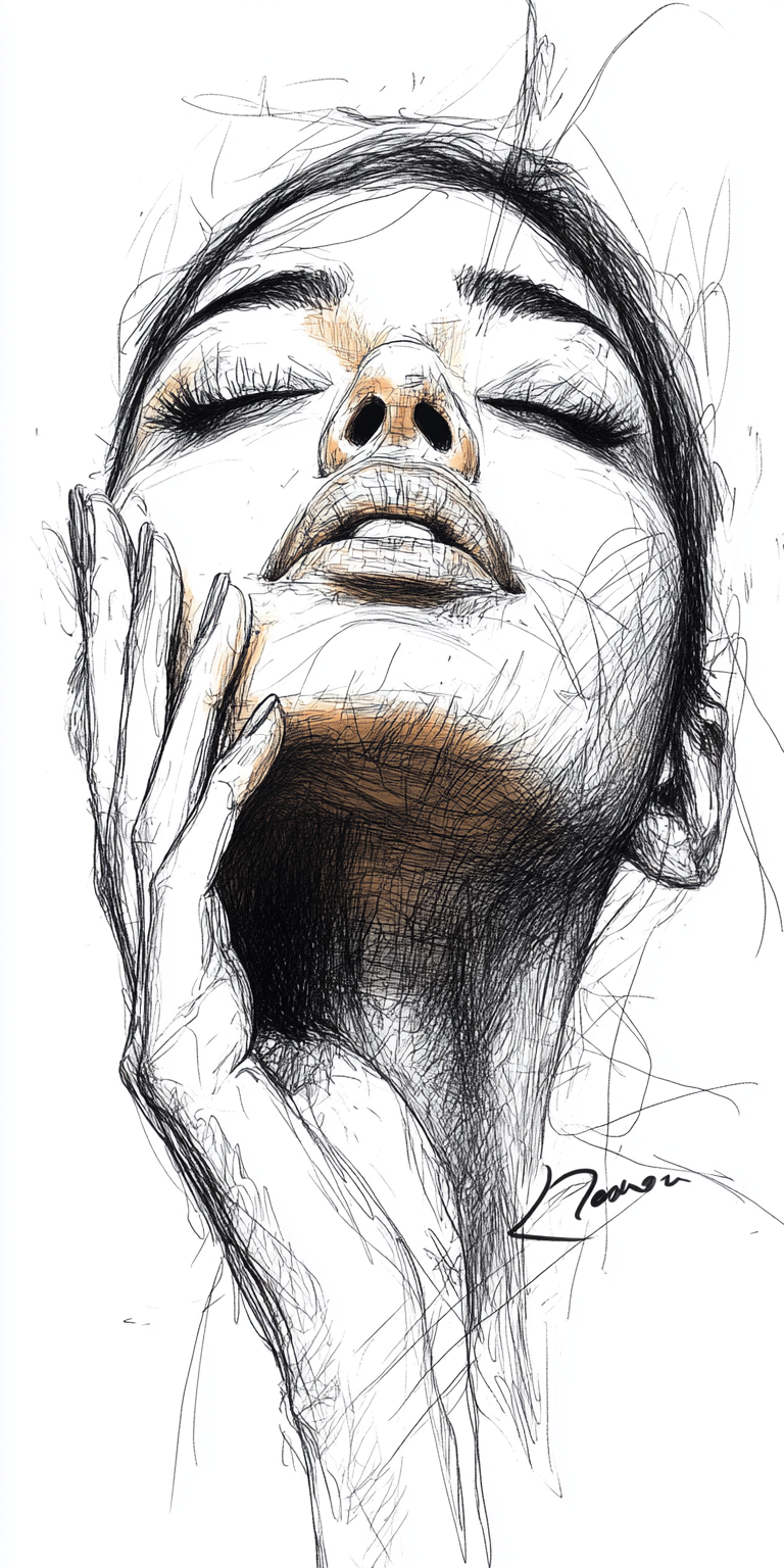 AI generated: Midjourney prompt: A minimalist sketch of a woman, delicate, very bas... (Midjourney - Portraits)