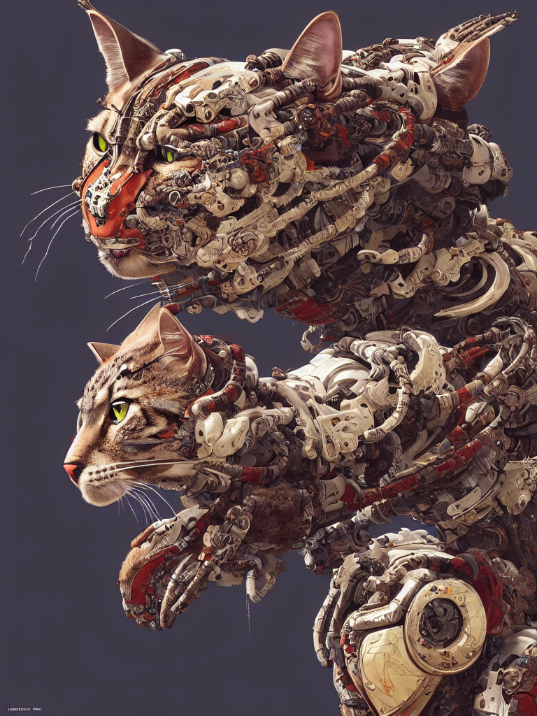 Stable Diffusion prompt: portrait of a hybrid robot cat,