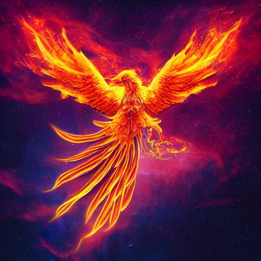 Stable Diffusion prompt: Phoenix rising from the ashes, h...