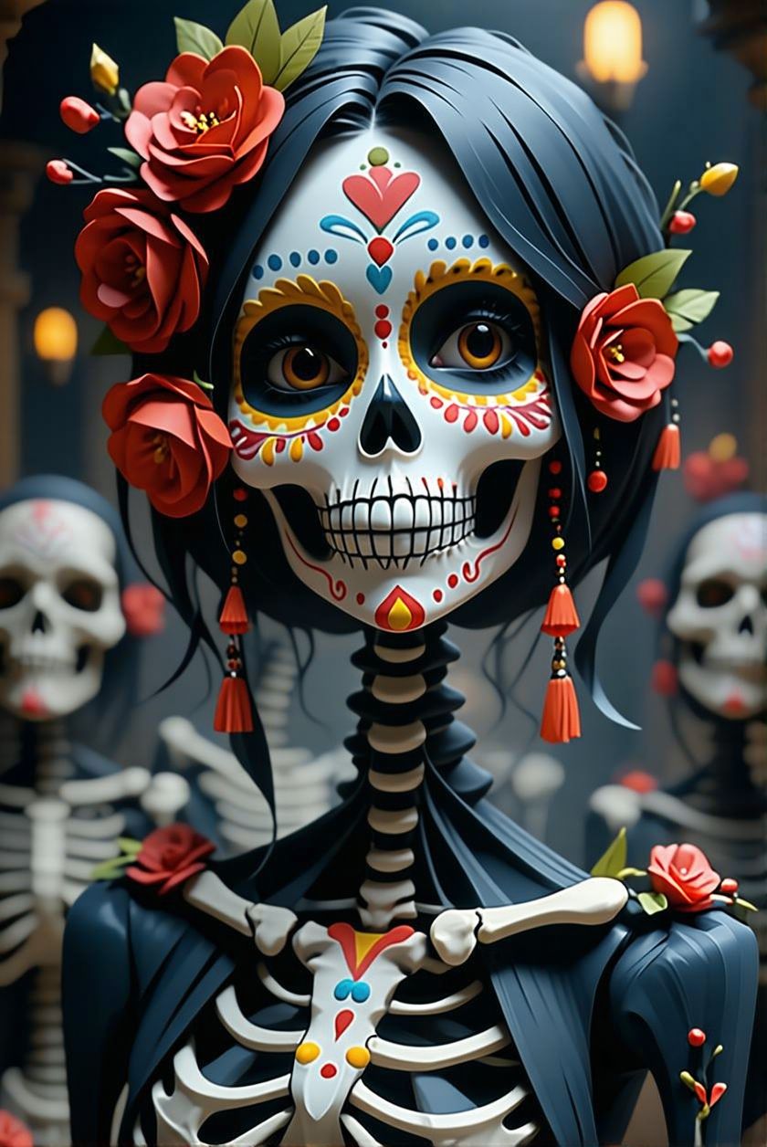 AI generated: Stable Diffusion prompt: day of the dead, in the style of Unreal Engine 5, ... (Stable Diffusion - Portraits)