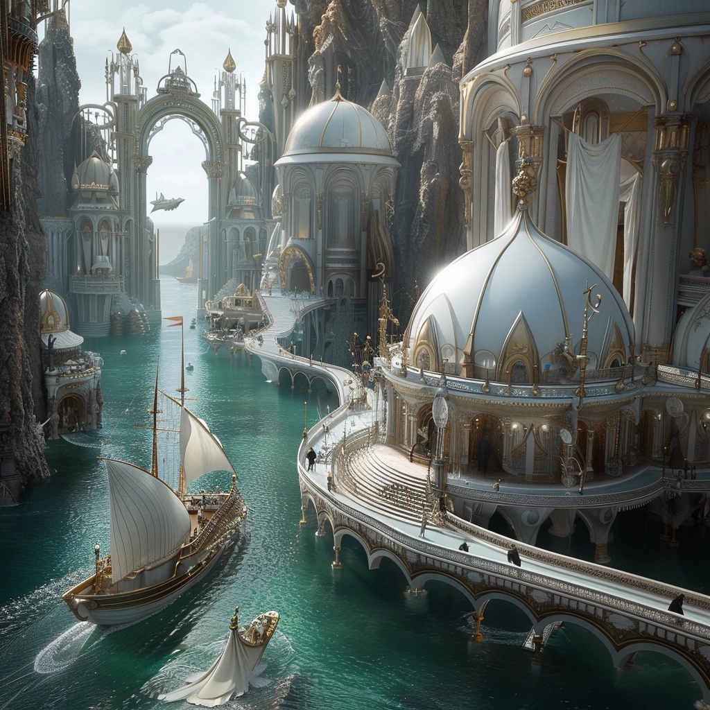 AI generated: Atlantean City (Midjourney - Architecture)