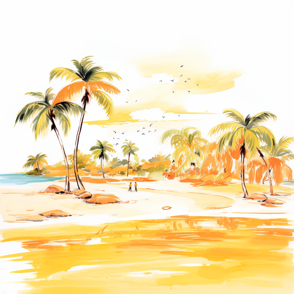 AI generated: Midjourney prompt: A vibrant illustration of a tropical beach, summer... (Midjourney - Portraits)