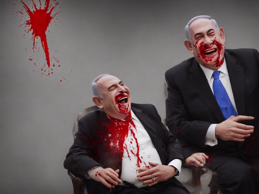 Stable Diffusion prompt: portrait of bibi netanyahu laugh...