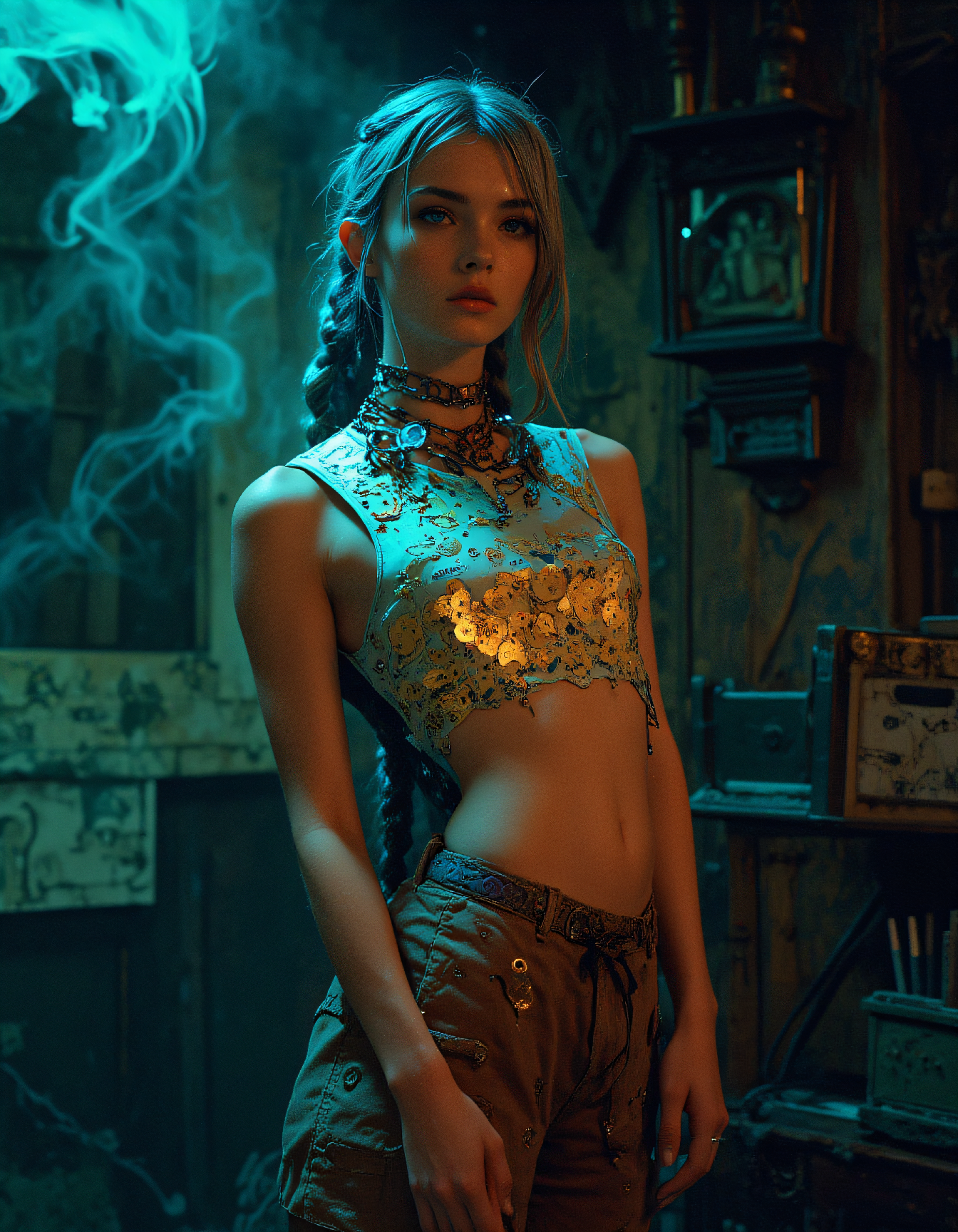 AI generated: FLUX prompt: Half Body Fantasy Fashion photo of a 24 year old ... (FLUX - Fashion)