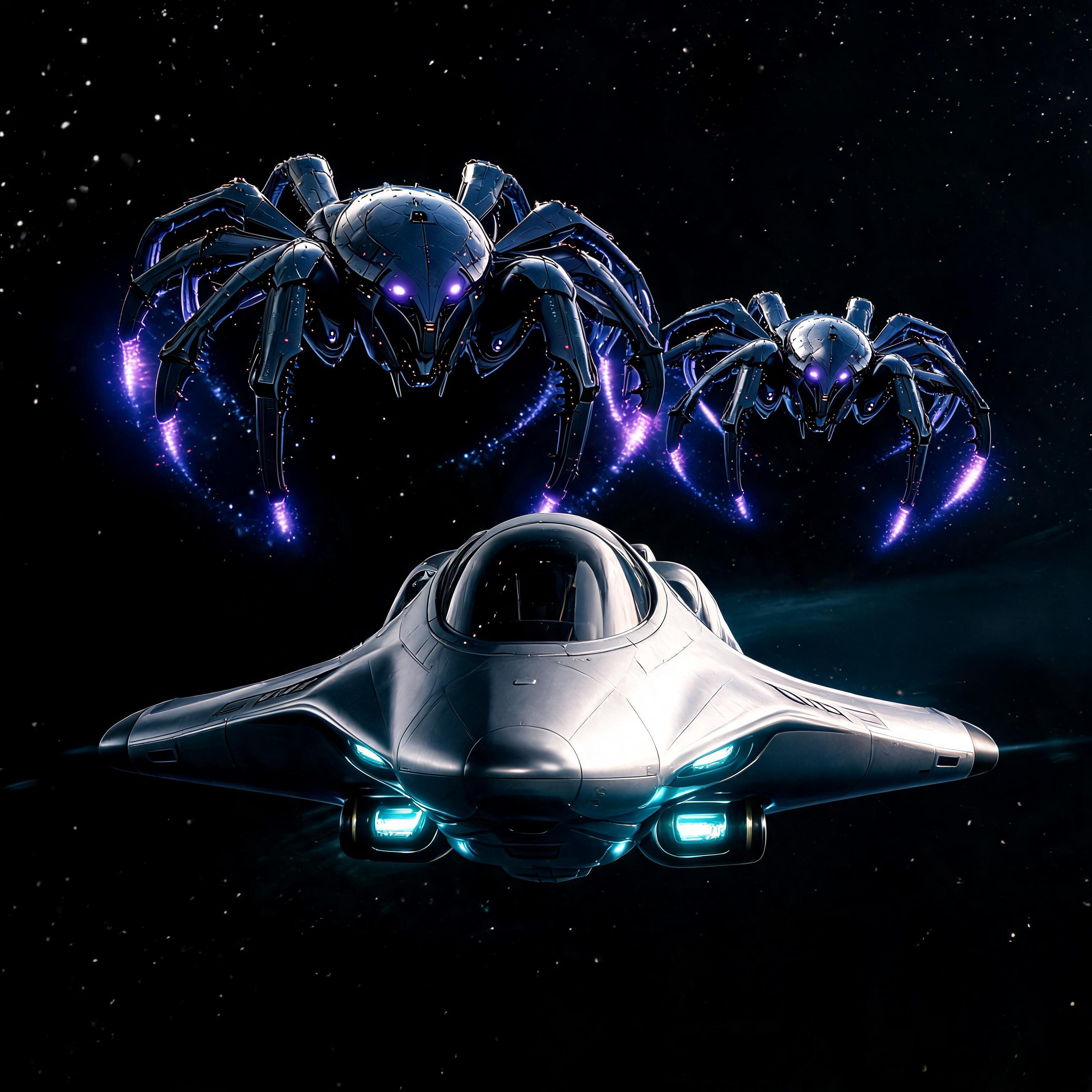 صورة مولدة بالذكاء الاصطناعي: Seedream 5 prompt: Ultra-detailed cinematic deep-space pursuit scene.... (نموذج Seedream 5 - فن مفاهيمي)