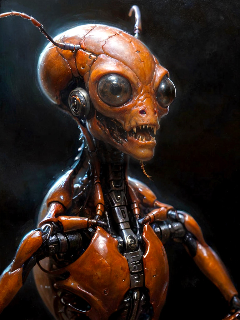 AI generated: Creature Feature: Ant-Cyborg (Stable Diffusion - Concept Art)