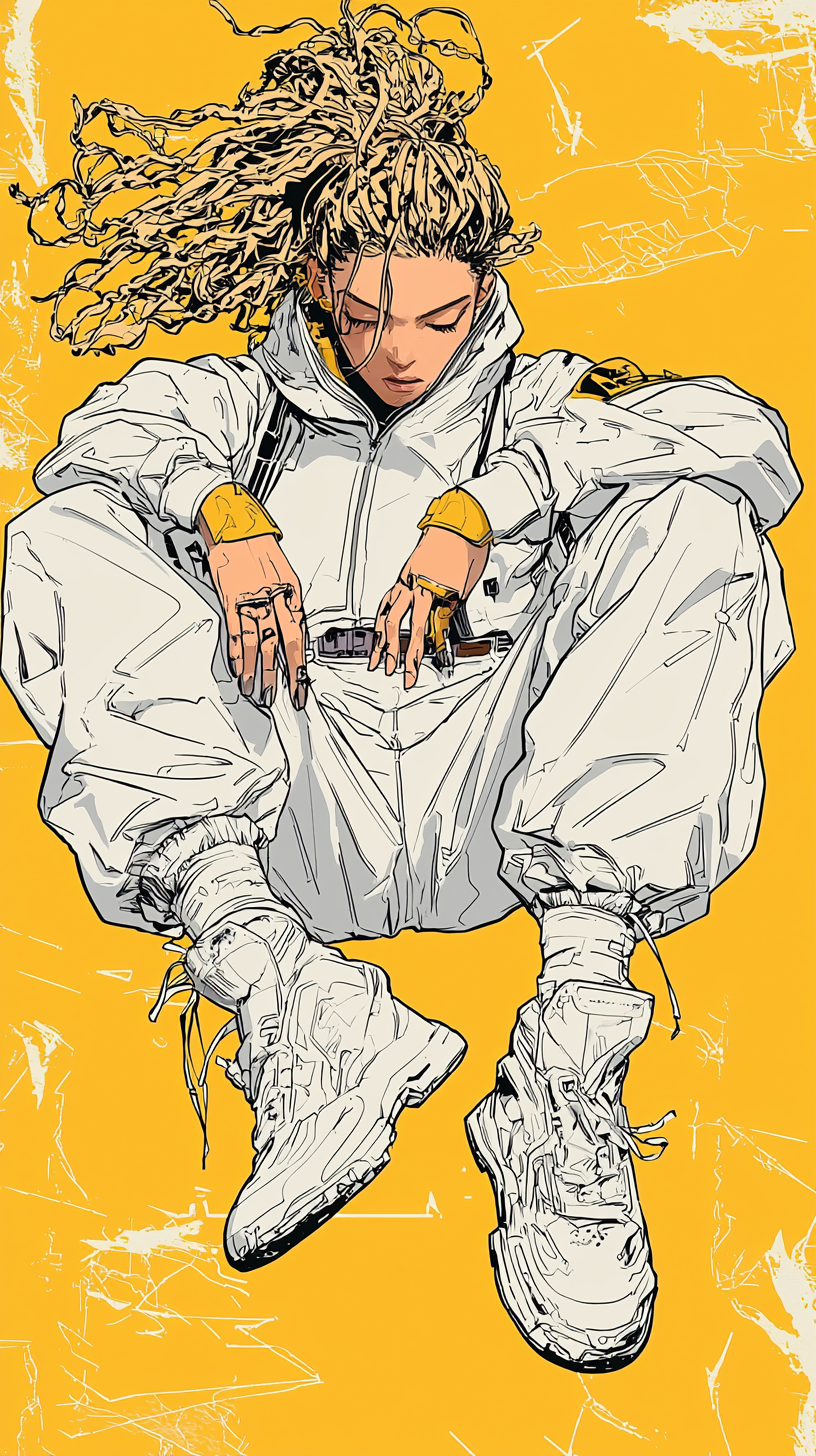 AI generated: Midjourney prompt: a full body anime style illustration of a woman wi... (Midjourney - Anime)