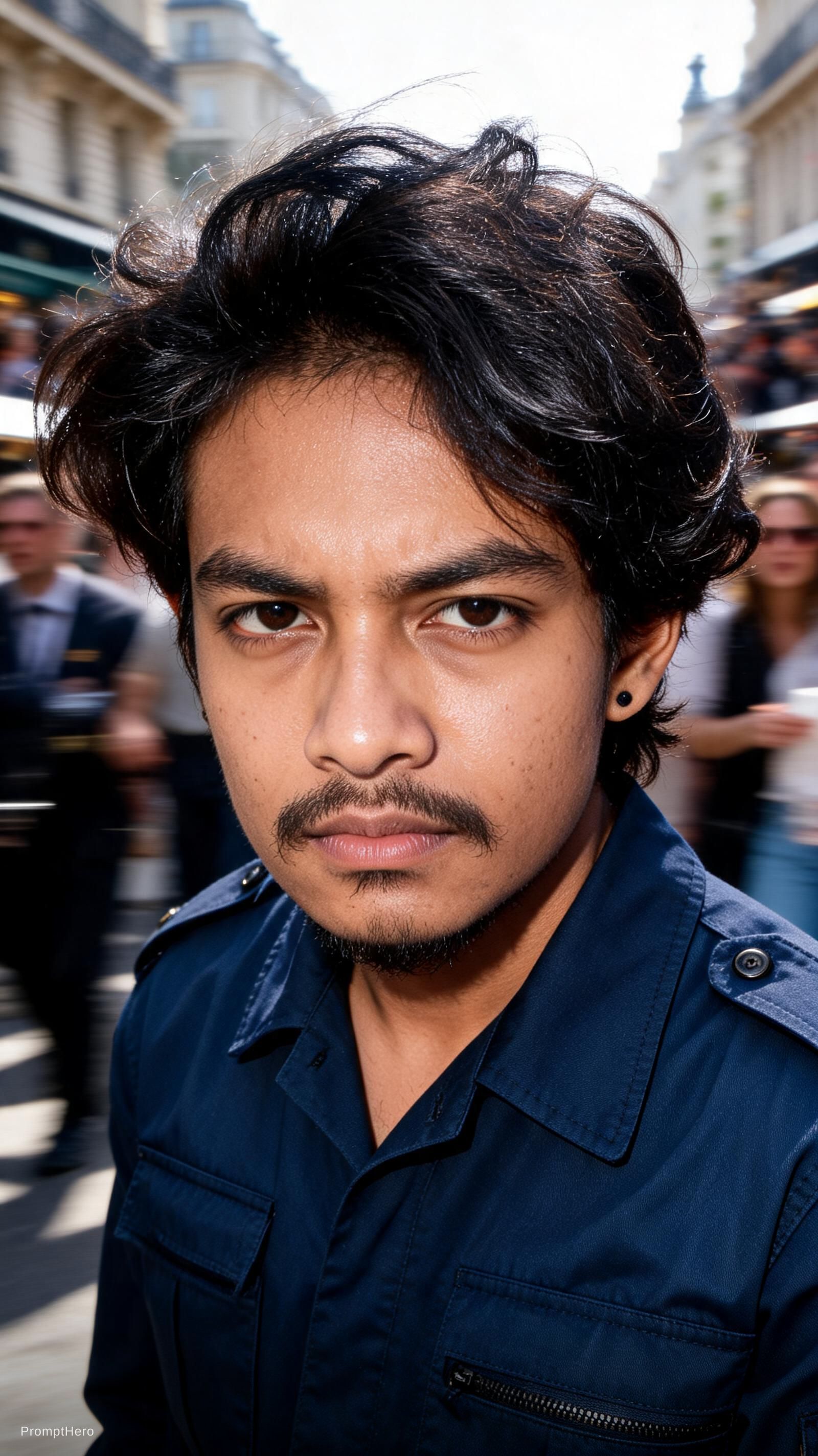 AI generated: Seedream 5 prompt: Paparazzi-style extreme close-up photo of a man wi... (Seedream 5 - Fashion)