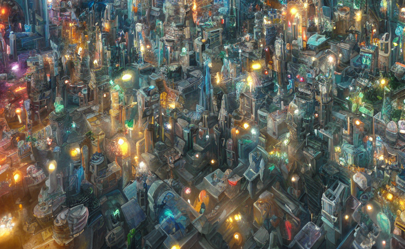 Stable Diffusion prompt: city in a microscopic tardigrade...