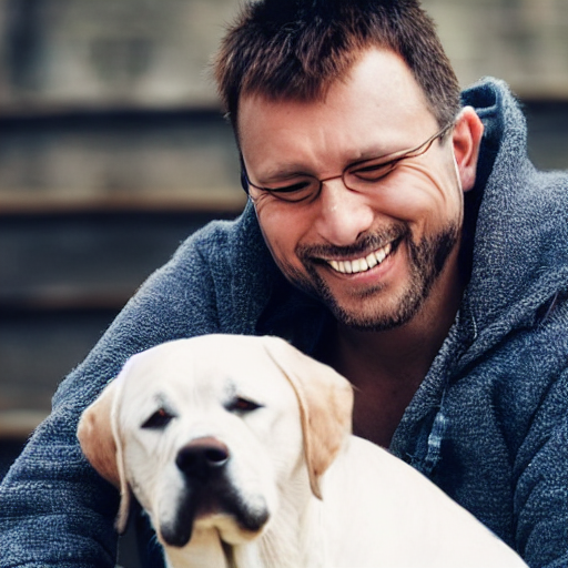 Stable Diffusion prompt: man alone with dog