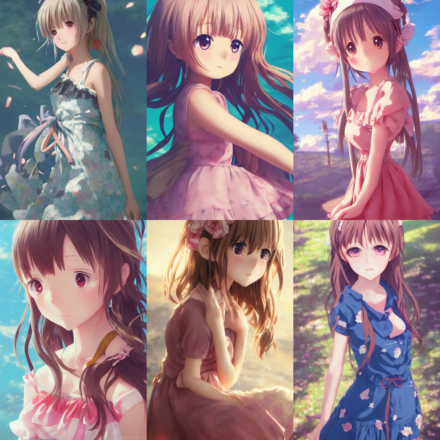 Stable Diffusion prompt: a cute anime girl wearing a sund...