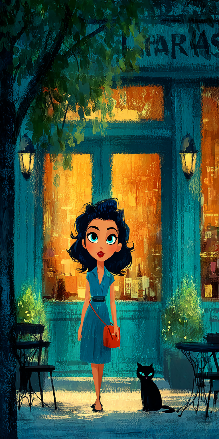 Midjourney prompt: an illustration of a girl walking down a street, i... - Midjourney