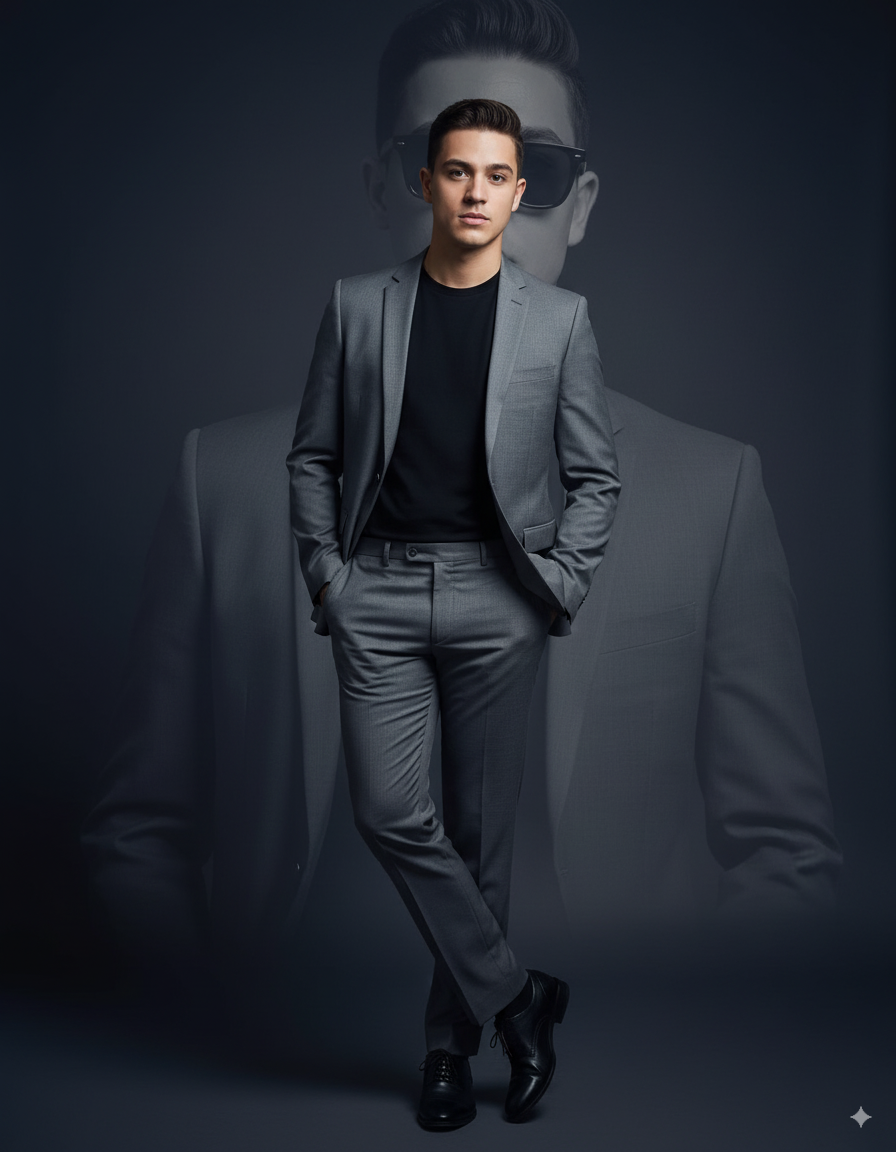AI generated: ChatGPT Image prompt: "A stylish young man wearing a modern slim-fit gre... (ChatGPT Image - Fashion)