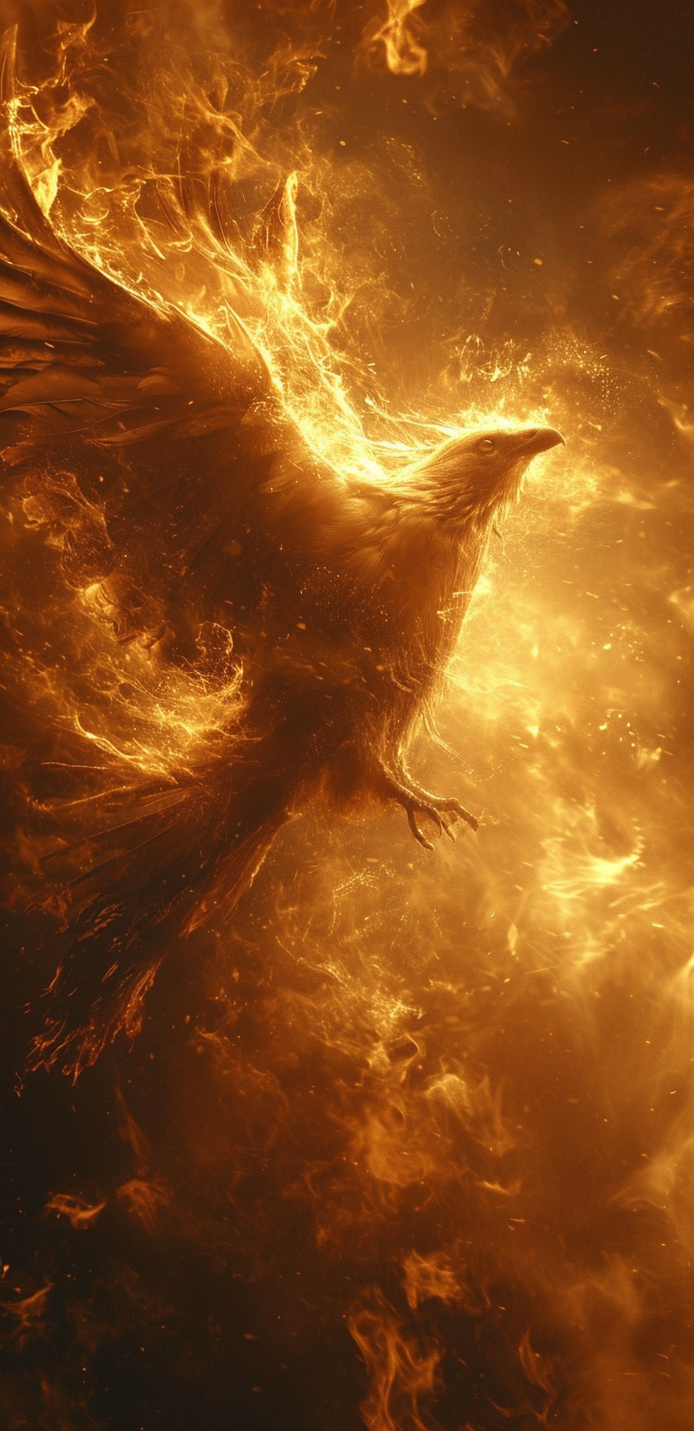 AI generated: Midjourney prompt: a bird hovering, fire, in the style of womancore, ... (Midjourney - Concept Art)