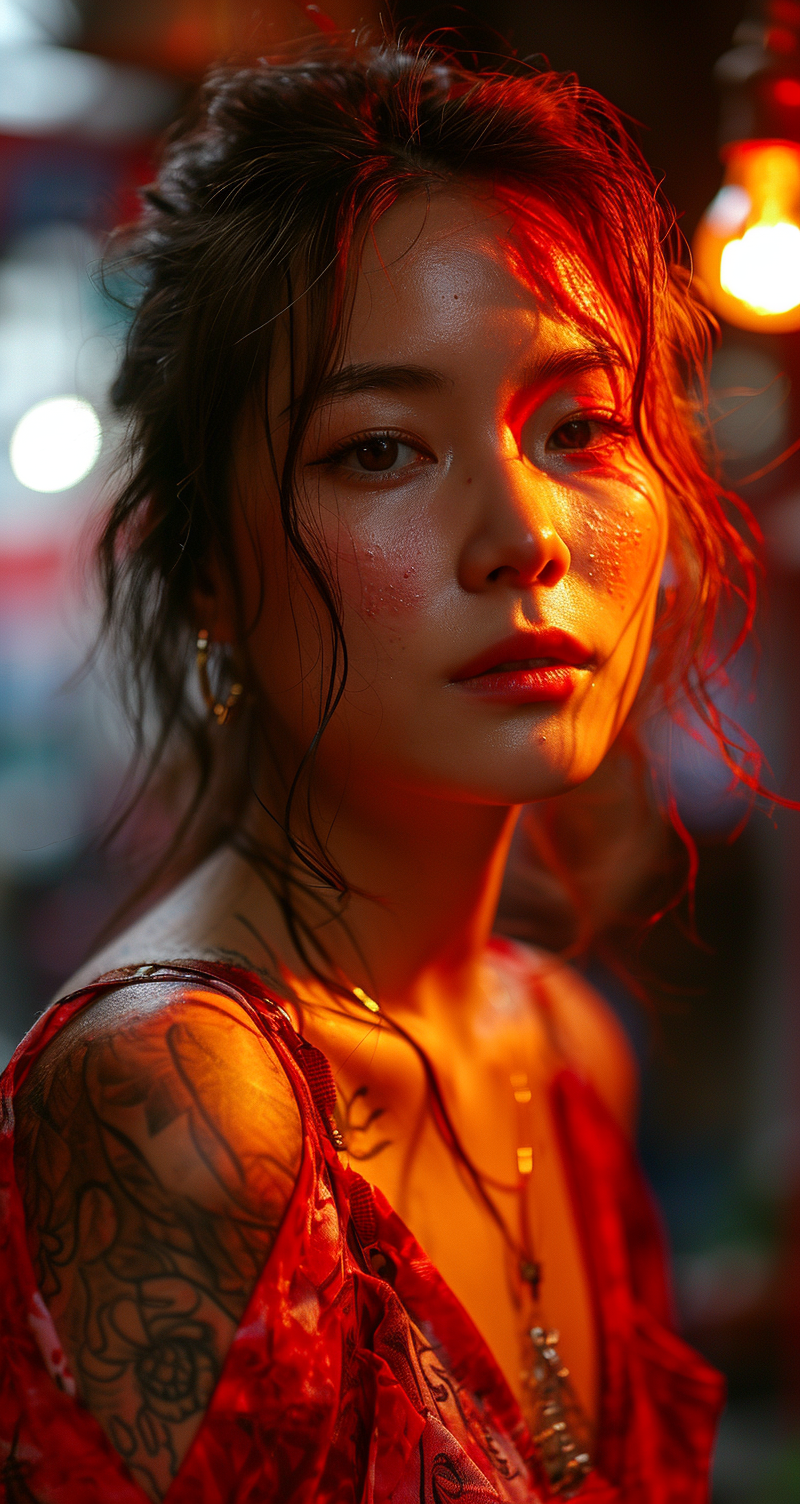 AI generated: Midjourney prompt: Chinese model poses for a selfie, in the style of ... (Midjourney - Photography)