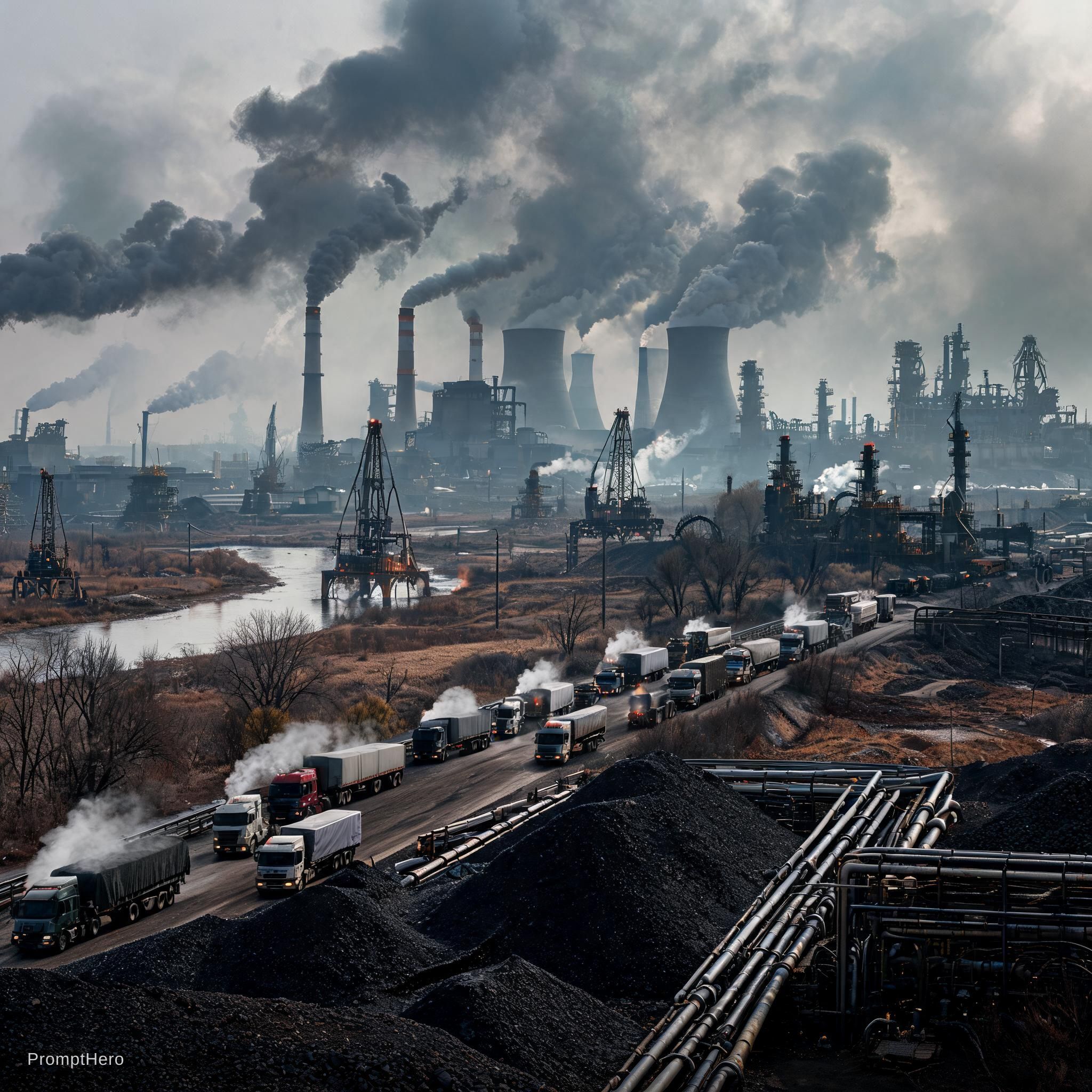 AI generated: Seedream 5 prompt: A world that does not move away from fossil fuels (Seedream 5 - Concept Art)