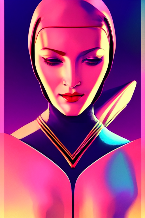 Stable Diffusion prompt: 🧕🏽🛸, 8 0 s art deco, artstati...