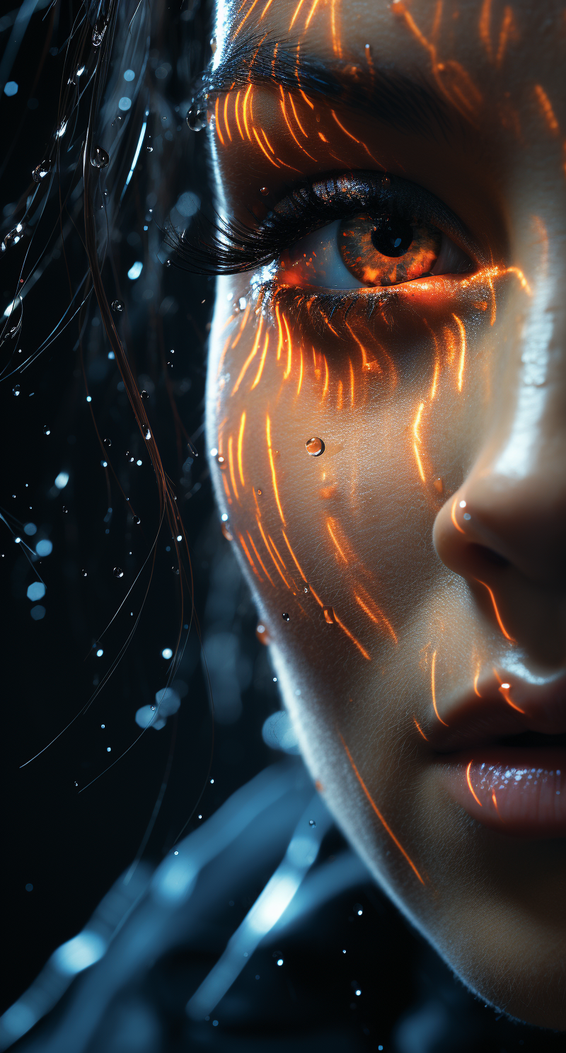 AI generated: Midjourney prompt: a stunning image of a female face with light in it... (Midjourney - Portraits)