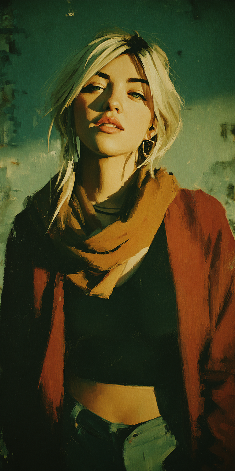 صورة مولدة بالذكاء الاصطناعي: Midjourney prompt: a painting of a woman, in the style of brushstroke... (نموذج Midjourney - صور شخصية)