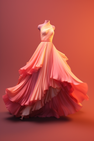 AI generated: Midjourney prompt: Front view of a dress design, featuring a flowy sk... (Midjourney - Fashion)
