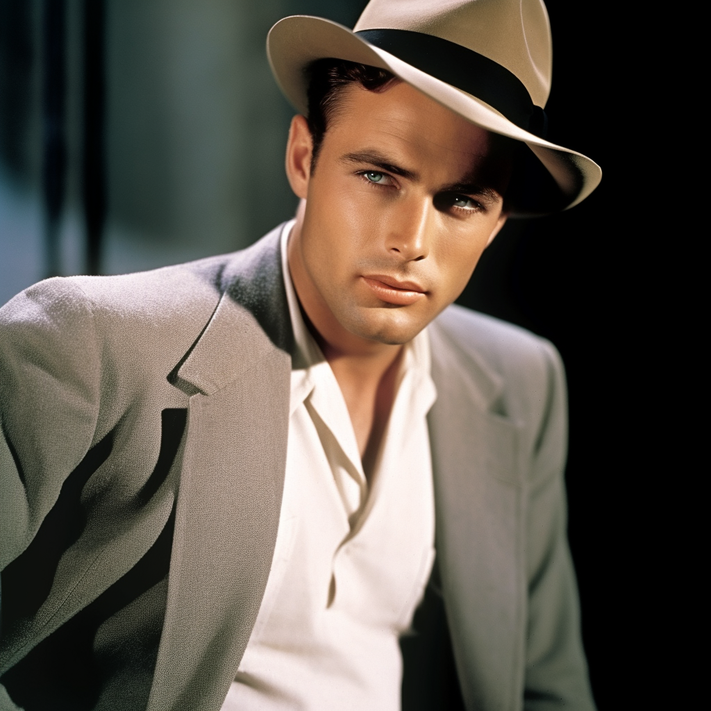 AI generated: Midjourney prompt: hollywood, standing, wearing a stetson, perfect ey... (Midjourney - Fashion)