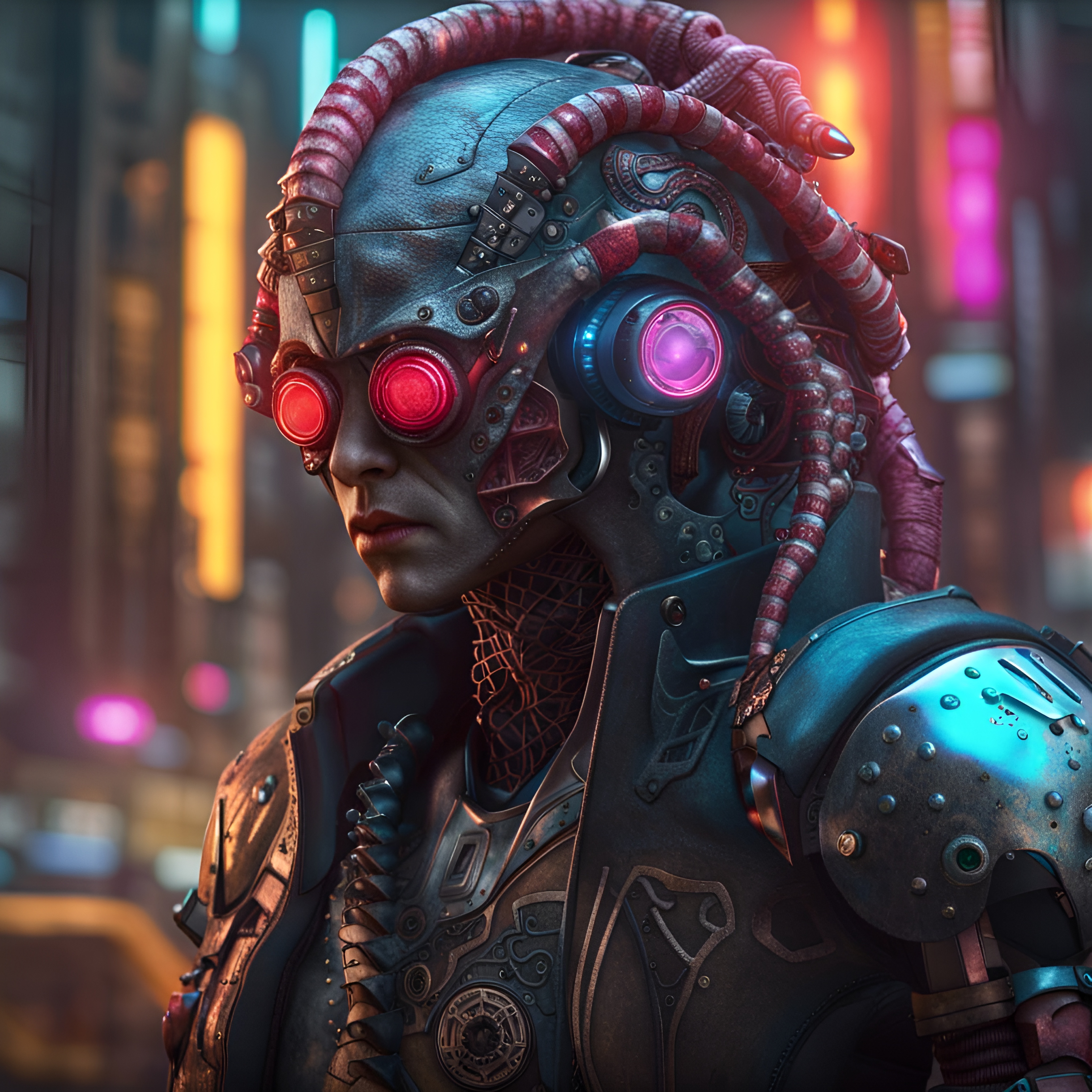 AI generated: A Cyberpunk Gorgonite (Stable Diffusion - Portraits)