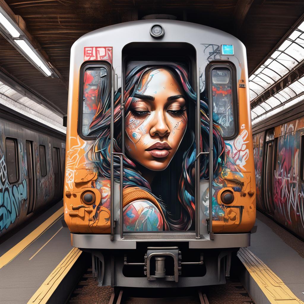 AI generated: Graffiti on rear end of train (Stable Diffusion - Photography)