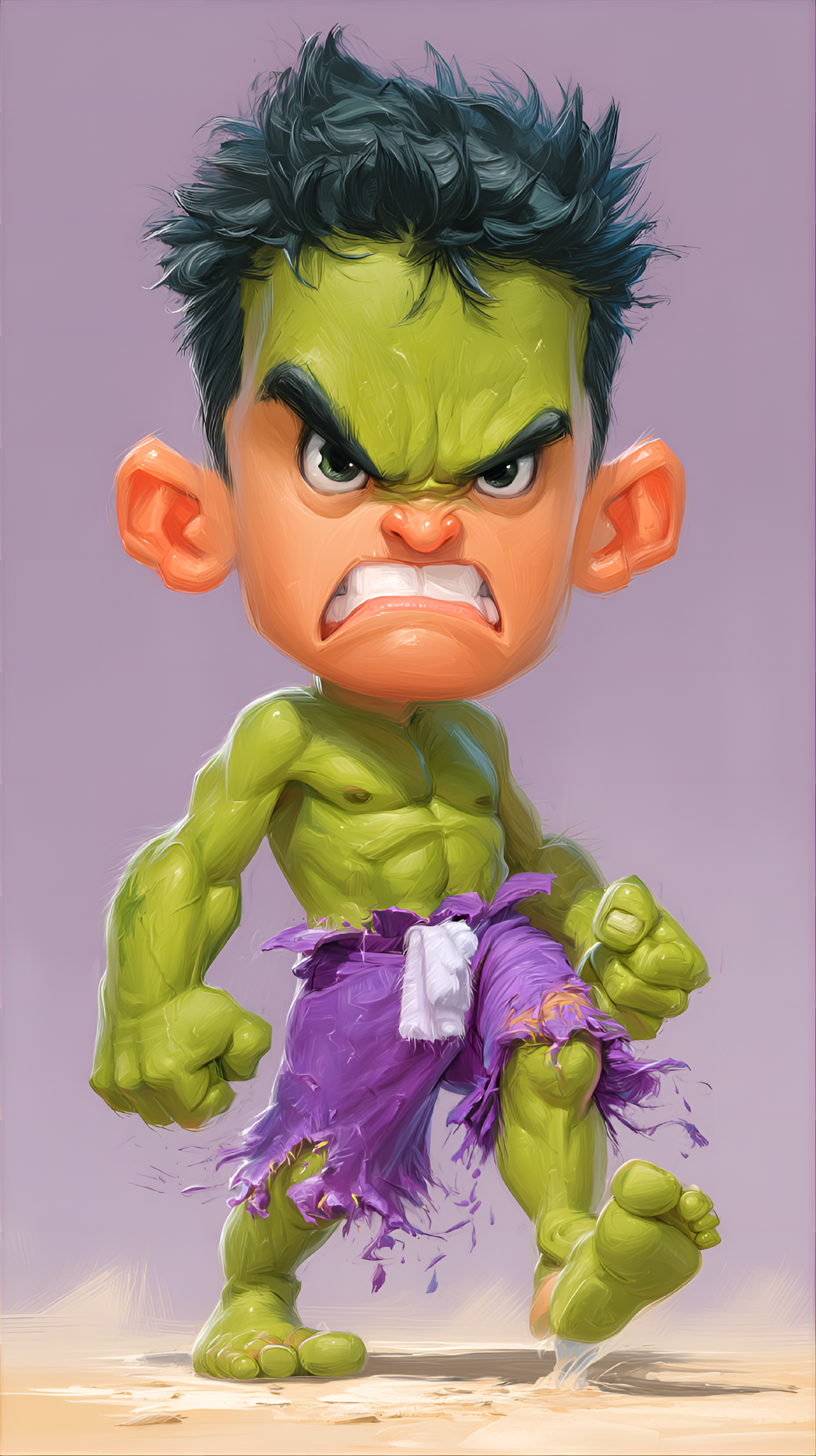 صورة مولدة بالذكاء الاصطناعي: Midjourney prompt: funny caricature, tiny toddler hulk caricature, yo... (نموذج Midjourney - فن مفاهيمي)