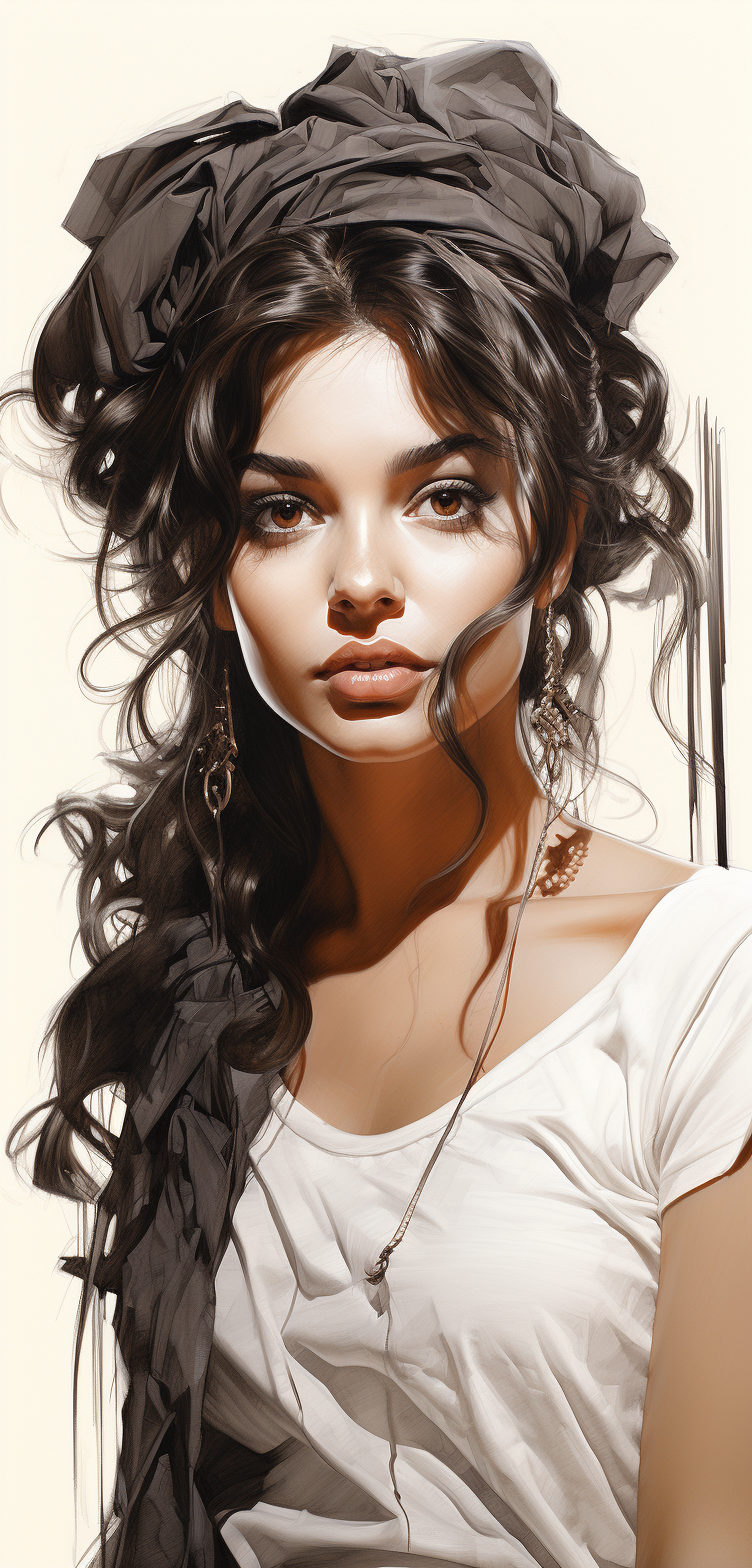 AI generated: Midjourney prompt: Realistic Black and white sketch of a beautiful Cu... (Midjourney - Portraits)