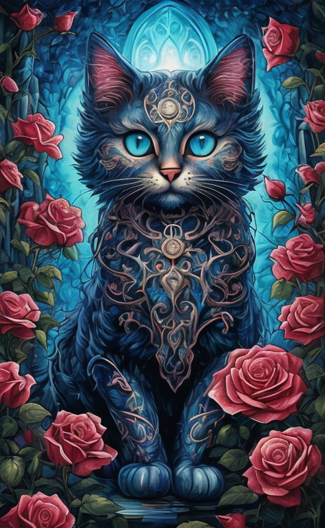 Stable Diffusion prompt: Una pintura de un gato con ojos azules sentado en ... - Stable Diffusion