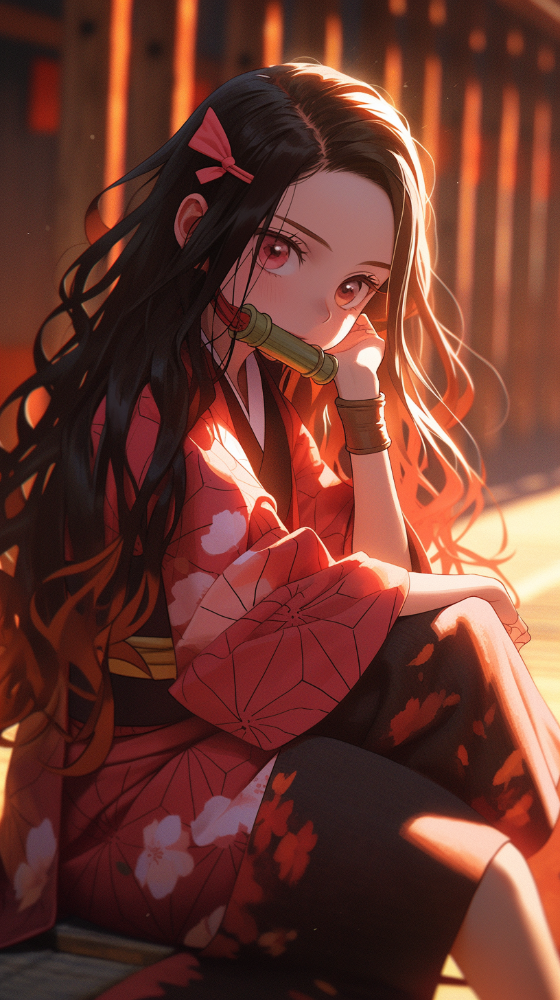 AI generated: Midjourney prompt: Nezuko channnn!! (Midjourney - Anime)