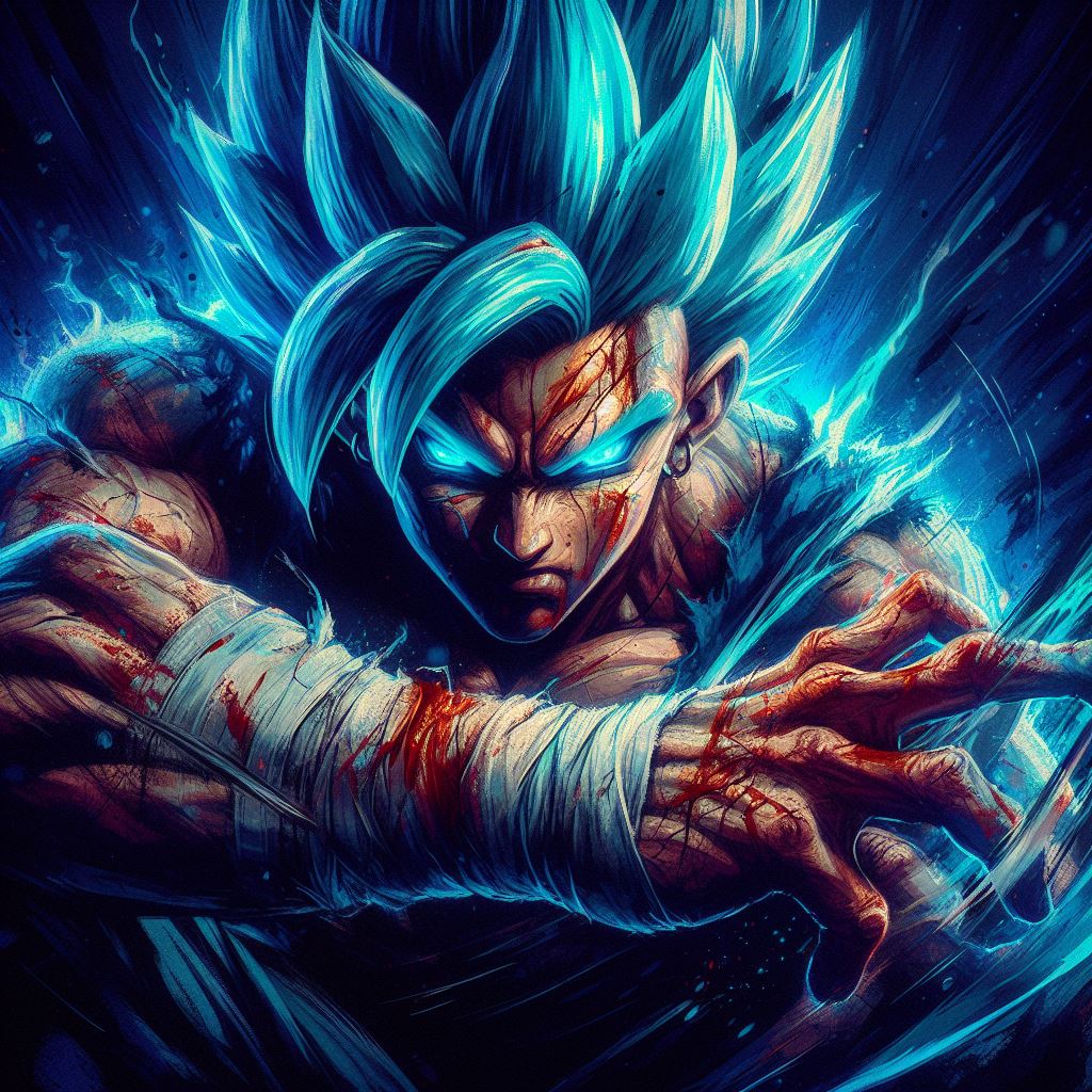 AI generated: DALL·E prompt: SSJ4 with a tough and intense gaze, and strong, gl... (DALL·E - Character Design)