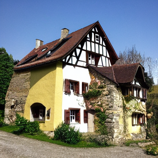Stable Diffusion prompt: A beautiful old stone house in G...