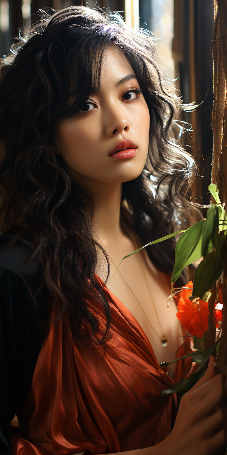 Midjourney prompt: an Asian woman in stockings, in the style of unrea... - Midjourney