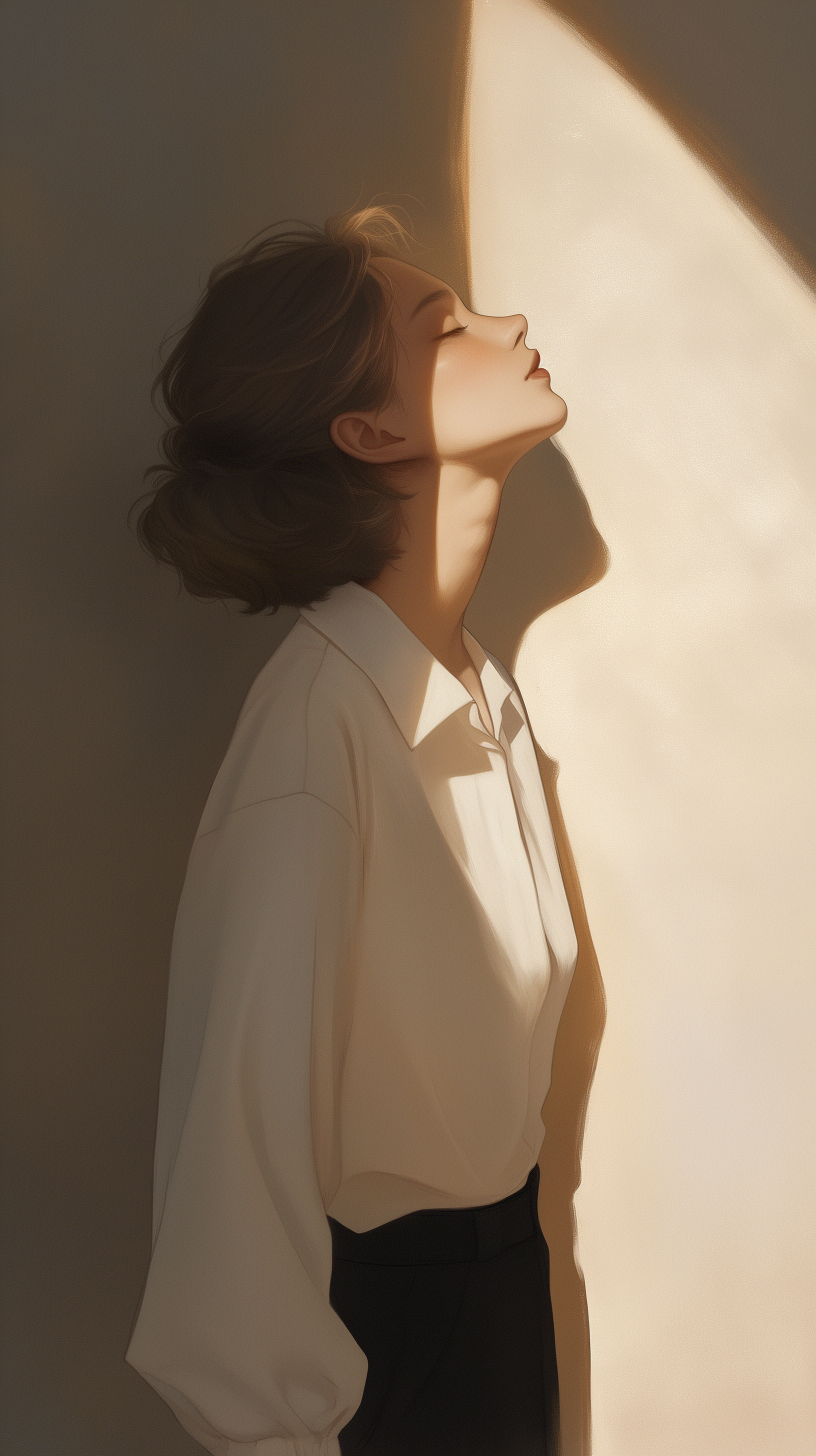 صورة مولدة بالذكاء الاصطناعي: أمر Midjourney: رسم متحرك لامرأة في مشهد بسيط، تقف ورأسها مائل للوراء... (نموذج Midjourney - صور شخصية)