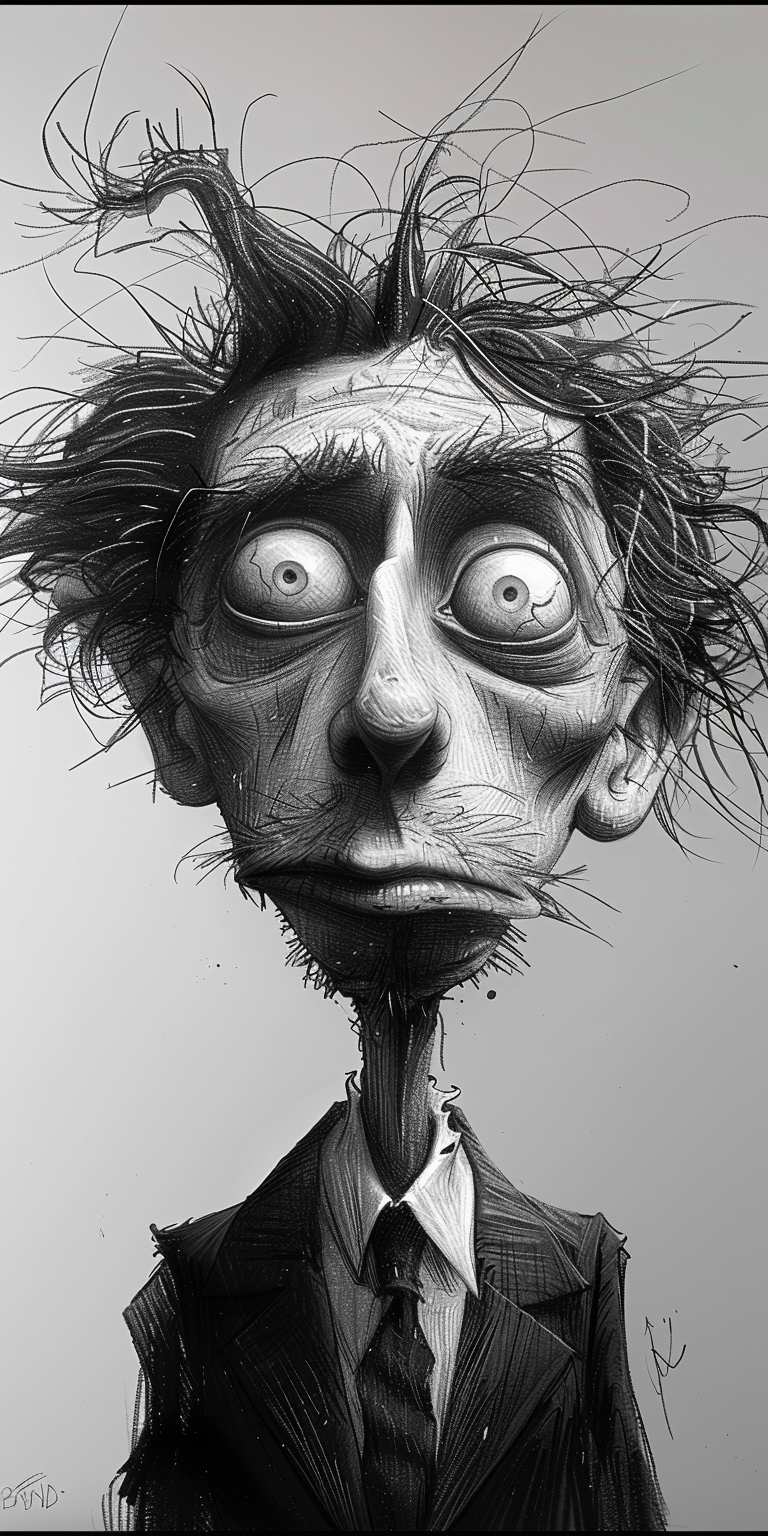 Midjourney prompt: A rough pencil sketch of a cartoon character man i... - Midjourney