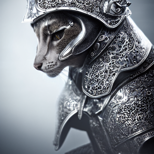 Stable Diffusion prompt: kneeling cat knight, portrait, f...